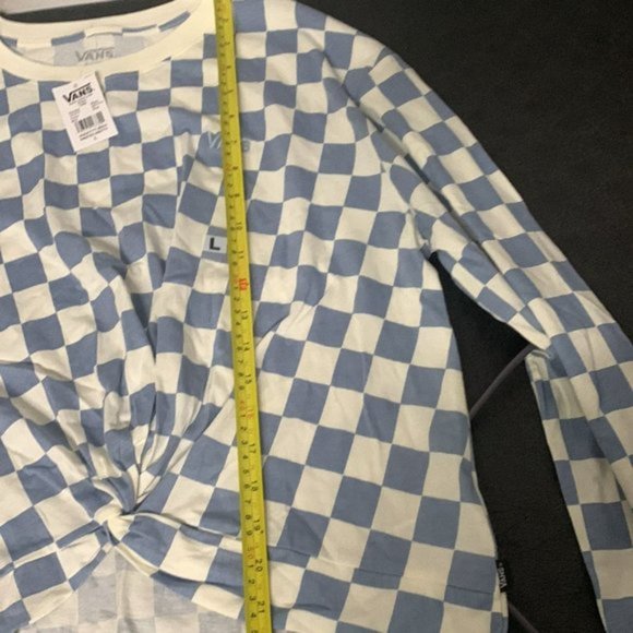 VANS Printed Knotty Long Sleeve Tee Ashley T-Shirt Check Blue White VN0A7YYJBD2 - Picture 8 of 11